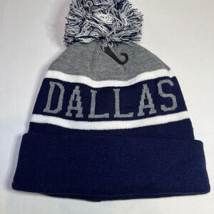 DALLAS COWBOYS Beanie Knit Pom Pom Cap NFL Team Silver Gray Blue OSFM Adult Size